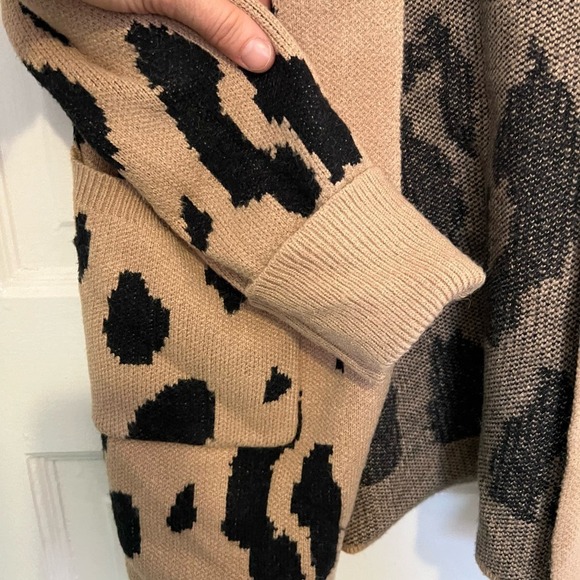 Zesica Brown Black Animal Print Open Front Cardigan S - Picture 4 of 7
